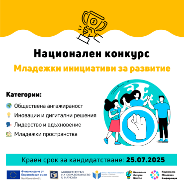 Национален конкурс „Младежки инициативи за развитие“ по случай Международния ден на младежта – 12 август!